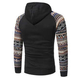 National Style Vintage Hoodies Fashion Men's Front Big Pocket Stitching Leisure Hoodies