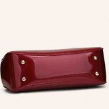 Embroidery Flower Bright Patent Leather Shell Ladies Handbag