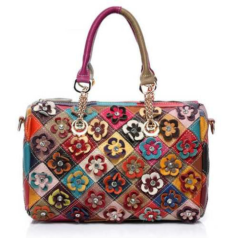Women Elegant Flower Patchwork Crossbody Bag Handbag