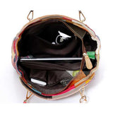 Women Patchwork Cowhide Colorful Handbag