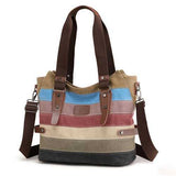 KVKY Women Canvas Stripe Handbags