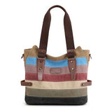 KVKY Women Canvas Stripe Handbags