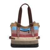 KVKY Women Canvas Stripe Handbags