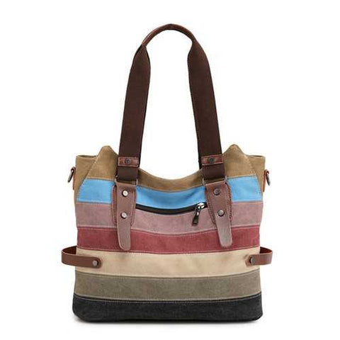 KVKY Women Canvas Stripe Handbags