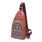Brenice Vintage Embroidery Chest Bags Crossbody Bags