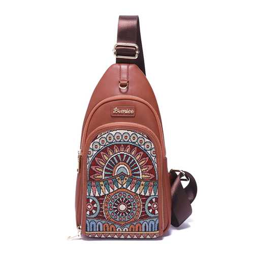 Brenice Vintage Embroidery Chest Bags Crossbody Bags