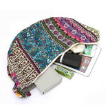 Women Canvas Ethnic Embroidery Flowers Crossbody Bag
