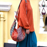 Women Canvas Ethnic Embroidery Flowers Crossbody Bag