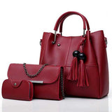 Fashion Handbag Messenger Bag Three-piece Tassel Mother Bag