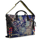 Brenice Women Peacock Canvas Tote Handbag Chinese National Shoulder Crossbody Bag