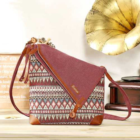 Brenice National Printing Canvas Retro Bohemia Crossbody Bag