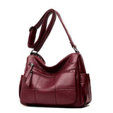 Women Solid Multi-Slot Soft Leather Crossbody Bag