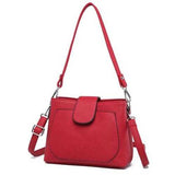 Women Solid PU Crossbody Bag Leisure Double Layer Messenger