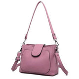 Women Solid PU Crossbody Bag Leisure Double Layer Messenger