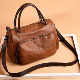 Women Elegant Pure Color Handbags Plaid Crossbody Bags
