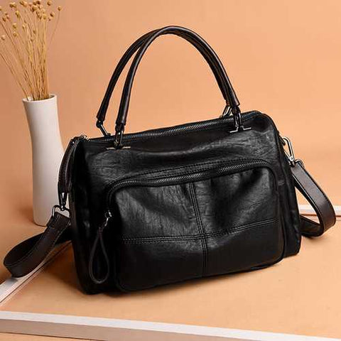 Women Elegant Pure Color Handbags Plaid Crossbody Bags
