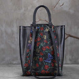Brenice Women Cowhide Tote Handbag Vintage Rivet Shoulder Crossbody Bag