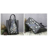 Brenice Women Cowhide Tote Handbag Vintage Rivet Shoulder Crossbody Bag