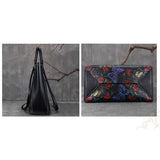 Brenice Women Cowhide Tote Handbag Vintage Rivet Shoulder Crossbody Bag