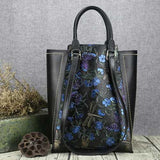 Brenice Women Cowhide Tote Handbag Vintage Rivet Shoulder Crossbody Bag