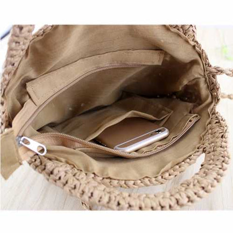 Women Straw Canteen Light Crossbody Bag Phone Bag Beach Bags