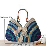 Women Lace Stylish Travel Straw Handbags Beach Bags