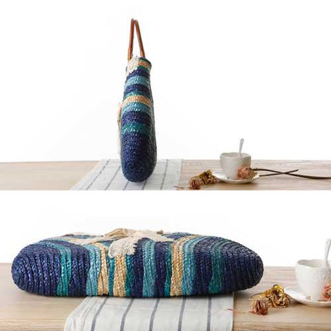 Women Lace Stylish Travel Straw Handbags Beach Bags