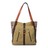 Brenice Women National Canvas Handbag Shoulder Bag Backpack