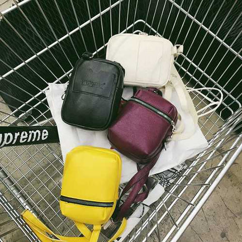 Women PU Simple Wild Zipper Crossbody Bag Shoulder Bag