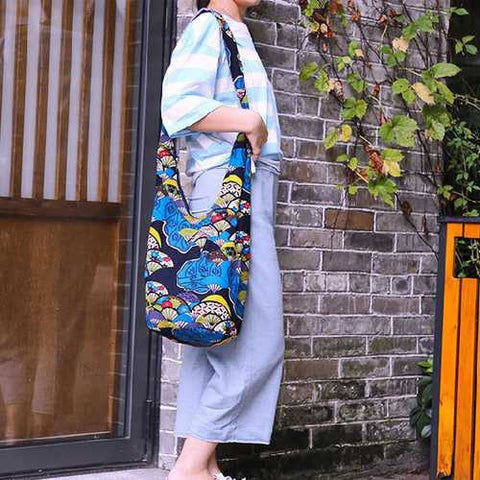 Women National Style Printed Art Cotton Crossbody Bag