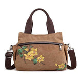 Brenice Women Lotus Canvas Handbag Chinese Crossbody Bag
