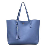 Women  Leisure Pure Color PU Tote Bag Handbag