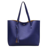 Women  Leisure Pure Color PU Tote Bag Handbag