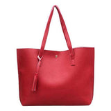 Women  Leisure Pure Color PU Tote Bag Handbag