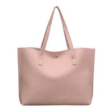 Women  Leisure Pure Color PU Tote Bag Handbag