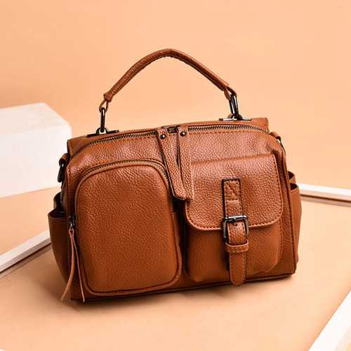 Women Genuine Leather Boston Fashion Handbag Shoulder Bag