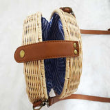 Women Rattan Bag Casual Crossbody Bag Round Beach Bag