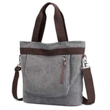KVKY Front Pockets Canvas Handbags Vintage Shoulder Bags