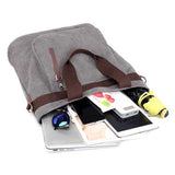 KVKY Front Pockets Canvas Handbags Vintage Shoulder Bags
