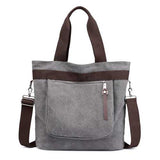 KVKY Front Pockets Canvas Handbags Vintage Shoulder Bags