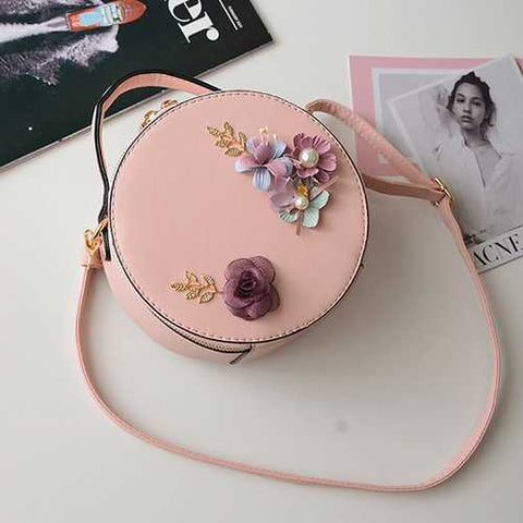 Women Fresh Style Flower Pattern Patchwork Bucket Bag