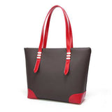 Women Casual Pu Leather Handbag Patchwork Tote