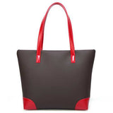Women Casual Pu Leather Handbag Patchwork Tote