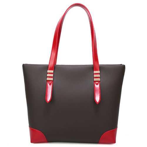Women Casual Pu Leather Handbag Patchwork Tote
