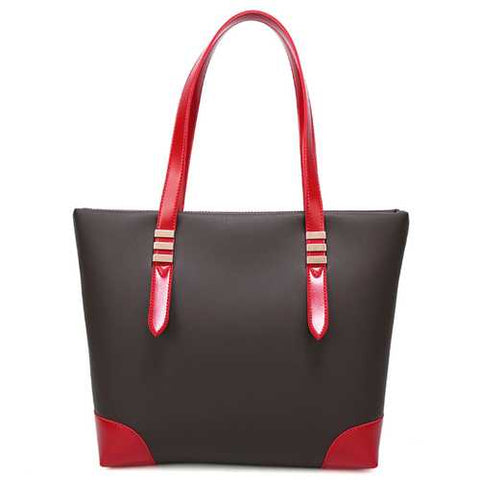 Women Casual Pu Leather Handbag Patchwork Tote