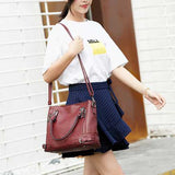 Women Faux Leather Large Capacity Tote Bag Solid Handbag