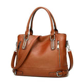 Women Faux Leather Large Capacity Tote Bag Solid Handbag