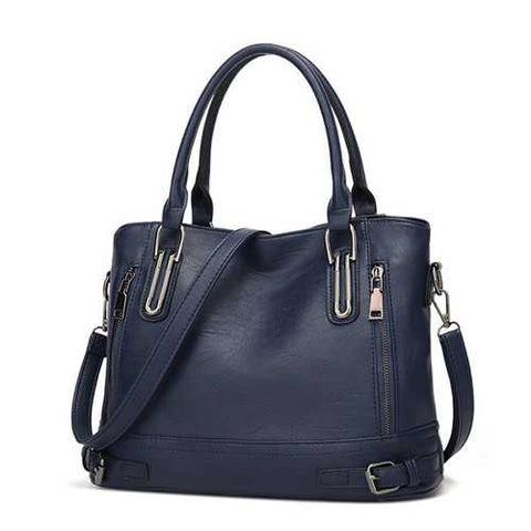 Women Faux Leather Large Capacity Tote Bag Solid Handbag