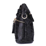 Genuine Leather Flower Decorational Shell Crossbody Bag