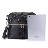 Genuine Leather Flower Decorational Shell Crossbody Bag